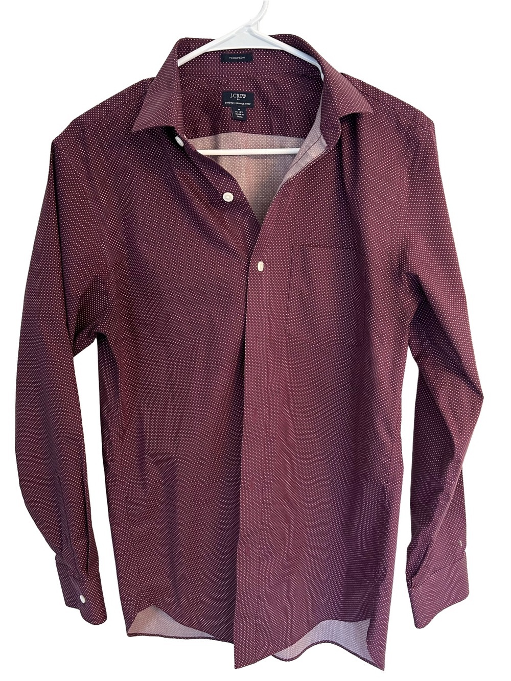 J. Crew Factory  Men’s Burgundy Microdot Button-Up Shirt. Size M